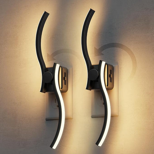 L LOHAS LED Night Light, 2 Pack Night Lights Plug into Wall, Modern Wall Sconces by LLOHASLED