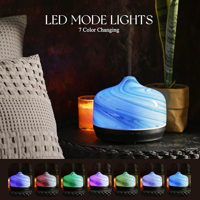 Porseme 500ml Glass Essential Oil Diffuser Aromatherapy Ultrasonic Cool Mist - Image 2
