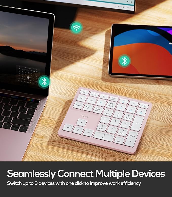 Nulea Wireless Number Pad Bluetooth 5.0 & 2.4G Portable Numeric Keyboard - Image 2