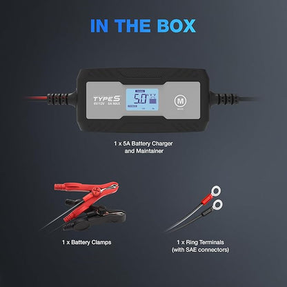 Type S 5A Smart Battery Charger & Maintainer – 6V & 12V Automatic Car Battery - Image 6