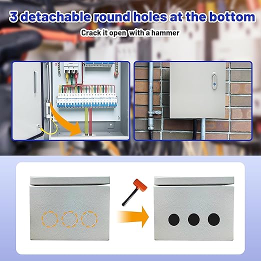 Outdoor Electrical Box 12 x 8 x 6''D NEMA 4X Enclosure Steel Box, Waterproof & - Image 6
