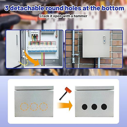Outdoor Electrical Box 12 x 8 x 6''D NEMA 4X Enclosure Steel Box, Waterproof & - Image 6