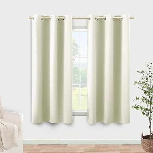 KOUFALL Cream Black Out Curtains 54 Inch Long by KOUFALL
