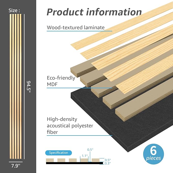 Art3d 6-Piece Wood Slat Acoustic Panels - Image 4