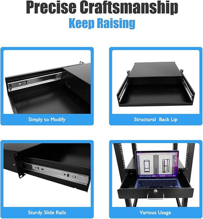 RAISING ELECTRONICS Drawer Server Cabinet Case 19 Inch Locking Rack Mount DJ - Image 3