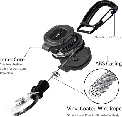 2 Pack Retractable Keychain Heavy Duty Carabiner Badge Holder, Tactical ID - Image 6