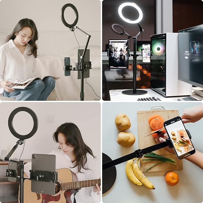 viozon 3-in-1 Selfie Desktop Live Stand, Height Adjustable/Overhead, Compatible - Image 2