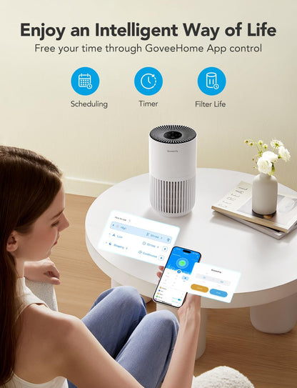 goveelife smart mini air purifier for bedroom, with, close-up detail