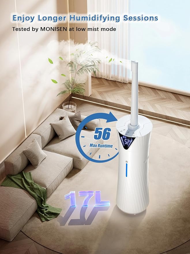 MONISEN 17L/4.5Gal Humidifier Large Room, Smart Quiet Ultrasonic Cool Mist - Image 3