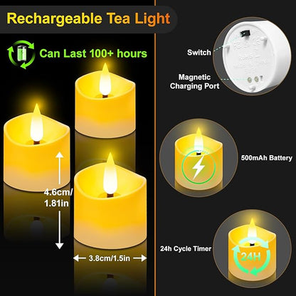 YiaMia 12 Pack Upgraded Rechargeable Tea Lights - Image 2
