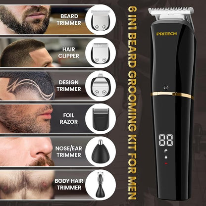 PRITECH Beard Trimmer for Men, 6 in 1 Hair Clippers Kit, Precision Cordless - Image 3