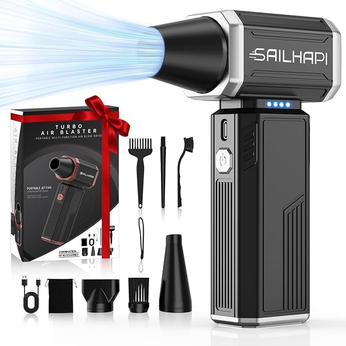 Powerful Air Duster 300000RPM, Handheld Office Duster Blower Replaced Can of Air by SAILHAPI