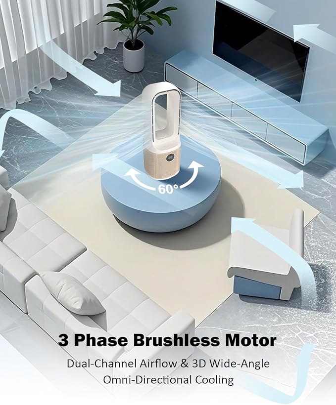 MEIIS Desk Fan, Small Quiet Bladeless Fan - Image 6