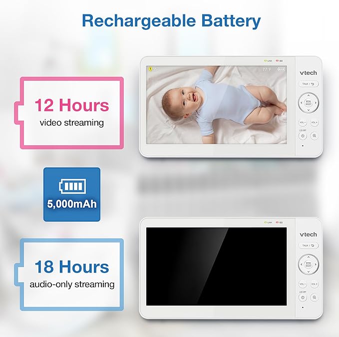 VTech Video Baby Monitor with 7" Color LCD Screen, Long Battery Life, Secure - Image 8