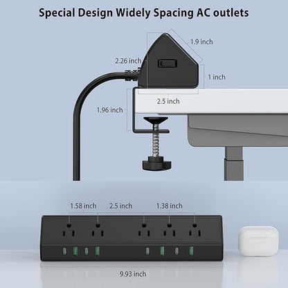 Jgstkcity Desk Clamp Power Strip, 45W Fast Charging Station, 4 USB-C, 4 USB-A - Image 7