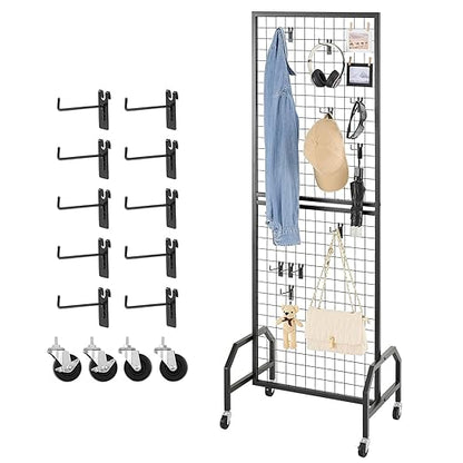 VEVOR Grid Wall Panel, 1.9 x 5.4 ft Wire Grid Panels Display Rack, Movable Art by VEVOR