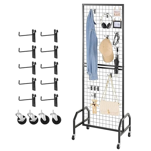 VEVOR Grid Wall Panel, 1.9 x 5.4 ft Wire Grid Panels Display Rack, Movable Art by VEVOR