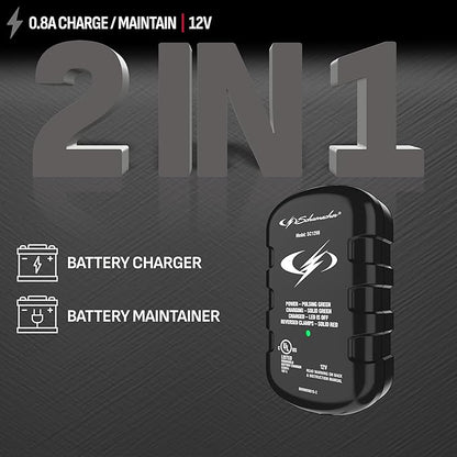 Schumacher Electric 0.8A Car Battery Charger and Maintainer, 2-in-1 Solution - Image 2
