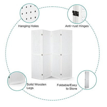 Babion 4 Panel Pegboard Display, Peg Board Room Divider Freestanding Folding - Image 6