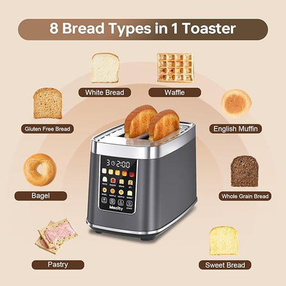 Mecity 2 Slice Toaster with Touch Screen & Auto Lift, Stainless Steel - Image 2