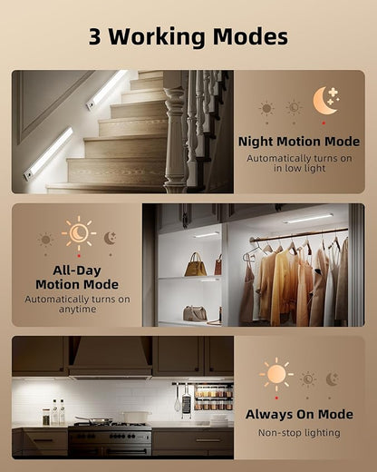 EZVALO 3 Pack Under Cabinet Lighting, 4000mAh Rechargeable Motion Sensor Light - Image 8