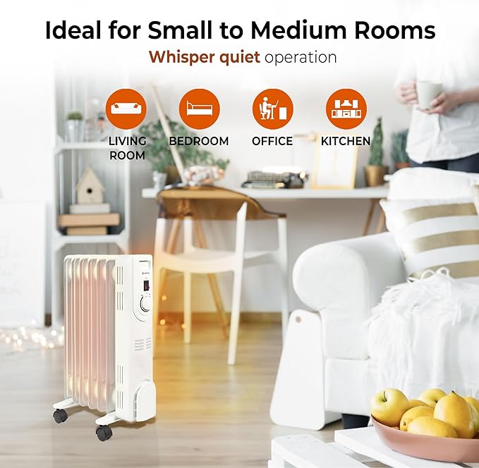 Comfort Zone Electric Oil-Filled Radiant Radiator Space Heater, Never Refill - Image 5