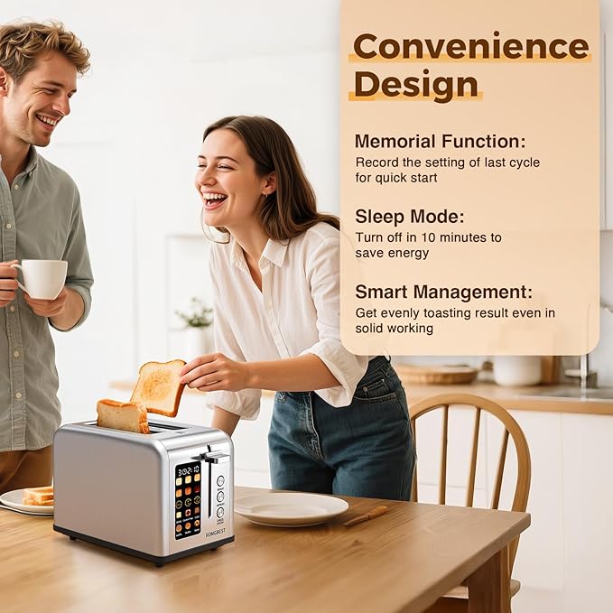 2 Slice Easy Touch Screen Toaster, Stainless Steel Toaster - Image 7