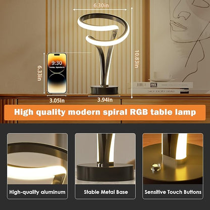 airnasa Modern Spiral RGB Table Lamp, 7 Colors 10 Light Modes LED, Touch - Image 5
