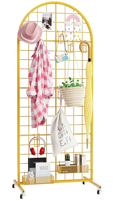 Asee'm Grid Wall Panels Display Stand 2' x 5.2' FT Gold Movable Wire Grid Wall by Aseem