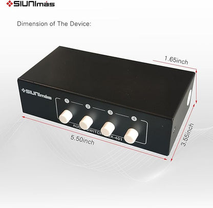 SIUNIMAS 4-in 1-Out RCA and 3.5mm Aux Audio Receiver Switching Box 4 Channels - Image 6