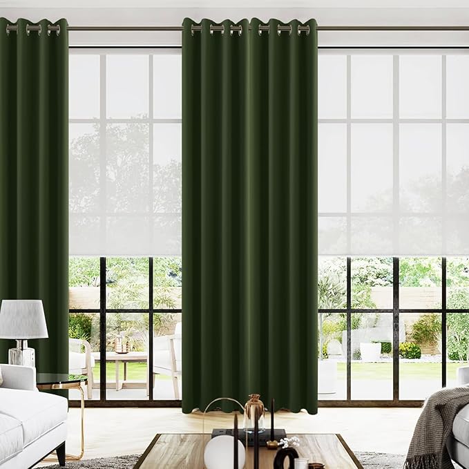 KOUFALL Olive Green Blackout Curtains 52 by 102 Inches Long by KOUFALL