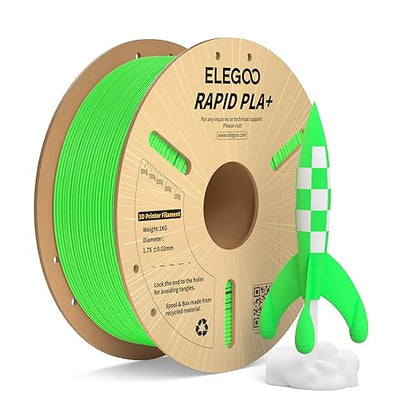 ELEGOO Rapid PLA Plus Filament 1.75mm Green 1KG, PLA+ 3D Printer Filament by ELEGOO