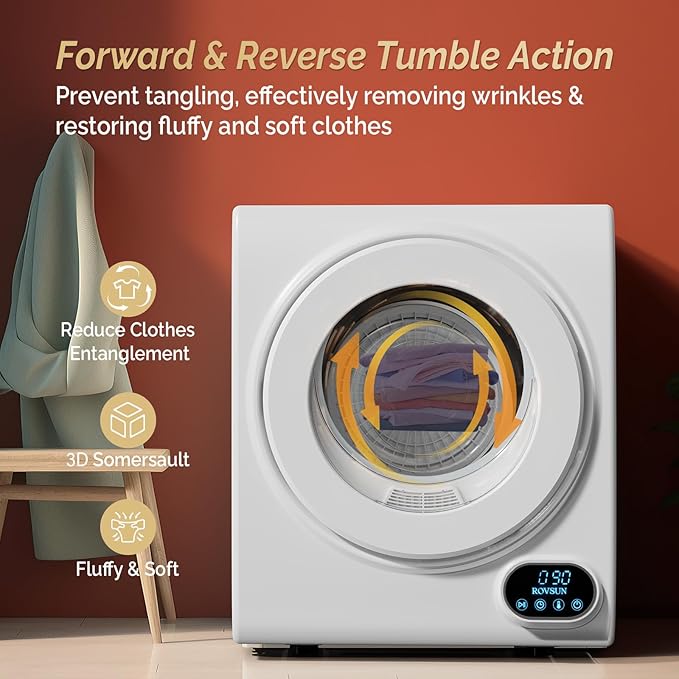 ROVSUN Portable Clothes Dryer, 110V 850W High End Front Load Laundry Tumble - Image 4
