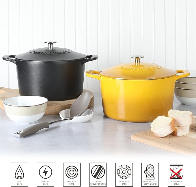 MARTHA STEWART Gatwick 7-Quart Enamel Cast Iron Dutch Oven Pot - Image 6