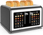 4 Slice Toaster Touch Screen, Stainless Steel Toasters Digital Timer, Dual by Clixane