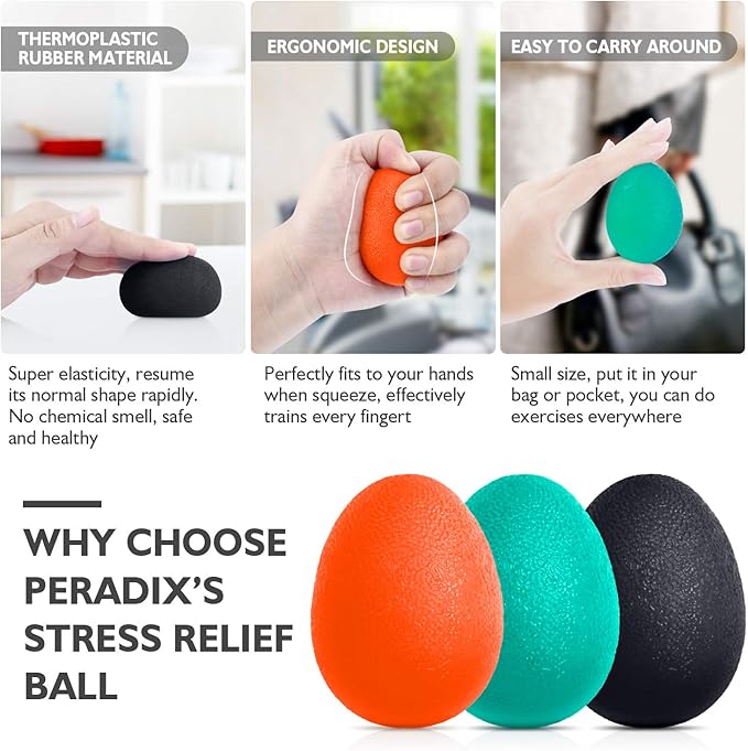 Peradix Hand Grip Strength Trainer, Stress Relief Ball, Wrist Rehab Therapy - Image 3