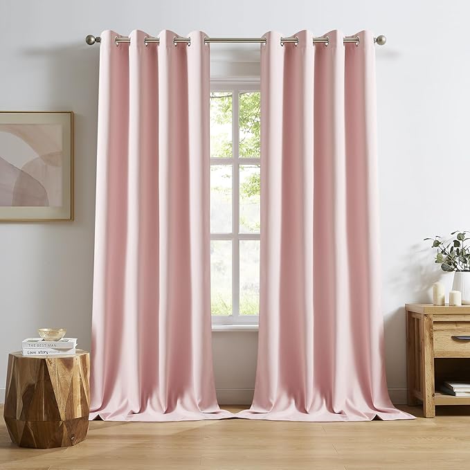 DUALIFE Baby Pink Curtains Panels by DUALIFE