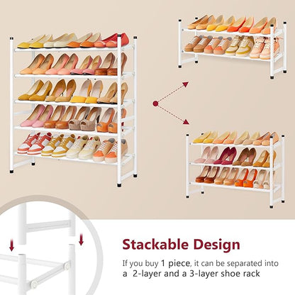 Tajsoon Expandable Shoe Rack for Closet 5 Tier, 29“-41“Adjustable & Stackable - Image 7