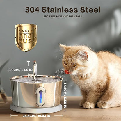 Battery Operated Cat Water Fountain Wireless, 4L/135oz Stainless Steel Pet - Image 4