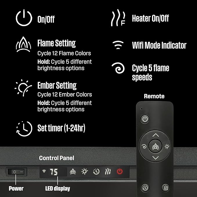 Westinghouse 74 Inch Electric Fireplace Heater, Compatible - Image 9