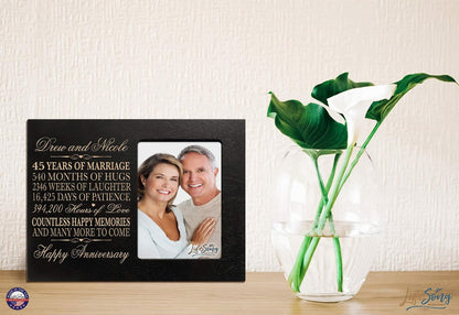 Personalized 45th Year Wedding Anniversary Frame Gift for Couple 45th for Her 45th Wedding for Him Frame Holds 1 4x6 Photo 8" H X 10" W (Black)