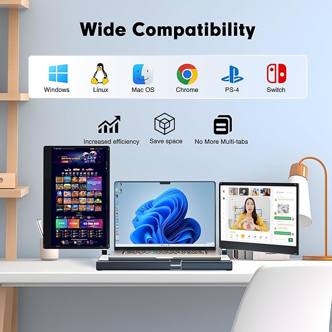 2025 New Upgraded Laptop Screen Extender Portable Monitor, 1080P FHD IPS Screen - Image 7