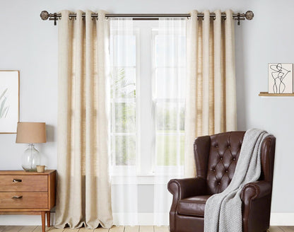 1 Inch Double Curtain Rods 72 to 144 Inches (6 to 12 ft), USFOOK Bronze Drapery Rods for Windows 69 to 140 Inches, Telescoping Dual Curtain Rod with Woven Leaf Finials