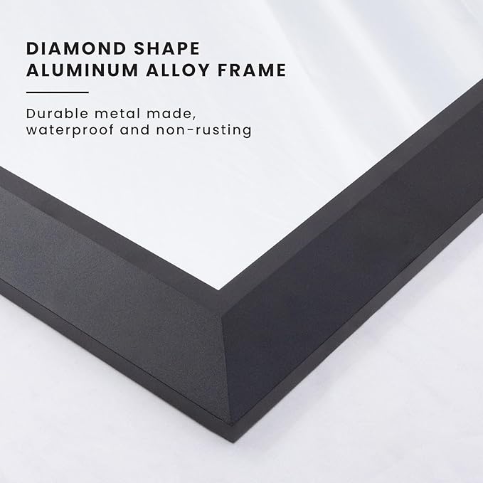 Amorho Black Bathroom Mirror, 36x32 Inch Thick Metal Framed Wall Mirrors - Image 2