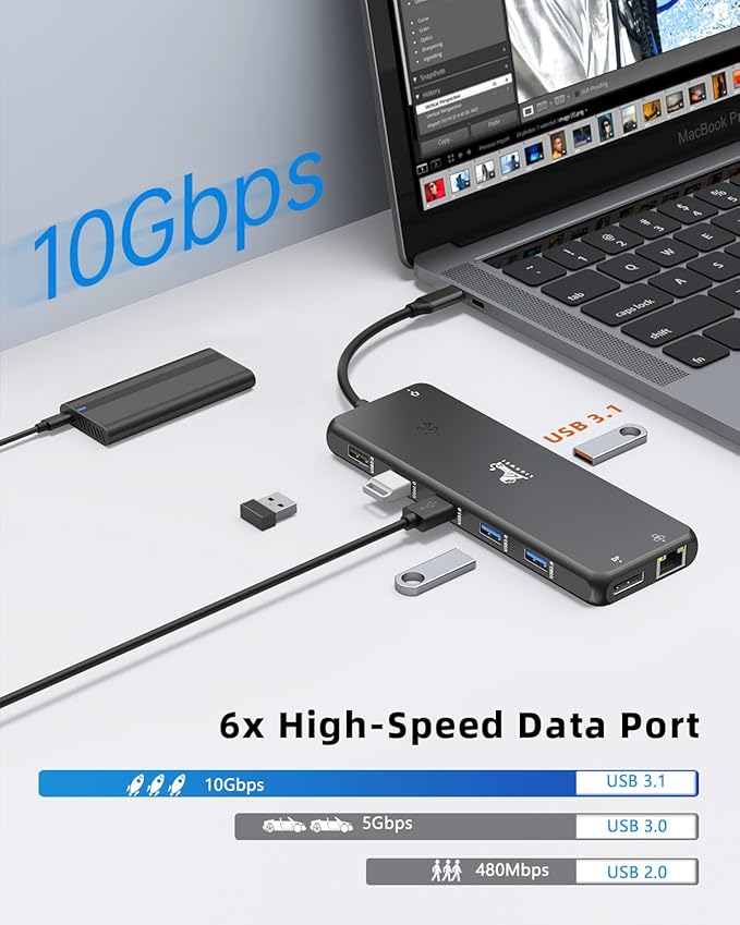 LIONWEI USB C Docking Station Dual Monitor 13 in 1 USB C Hub, Triple Display - Image 6