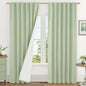LAMIT Light Green 100% Blackout Linen Curtains, 84 Inch Linen Textured Living by LAMIT