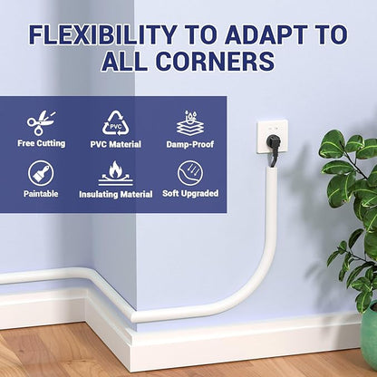 Cord Hider Wall, Wire Covers for Cords on Wall, Flexible Cable Concealer for - Image 5