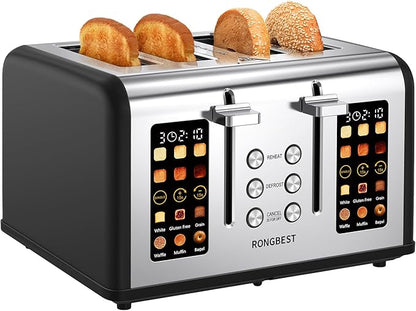 4 Slice Touch Screen Toaster, Easy-to-Use Digital Stainless Steel Toaster - Image 2