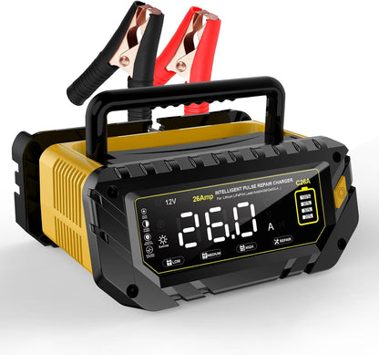 26a 6v/12v/24v smart battery charger – automatic maintainer, main product view