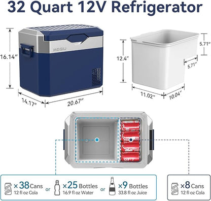 Car Fridge Portable 12V Refrigerator 32 Quart 12 Volt Freezer Compressor Cooler - Image 4